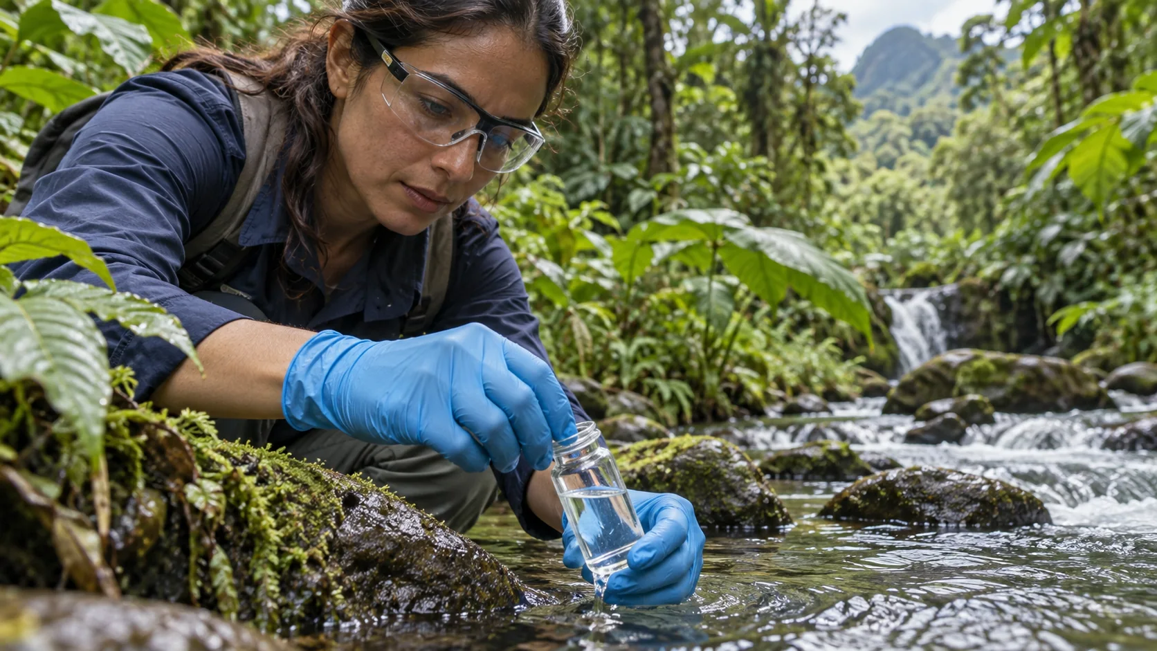 Muestreo de agua para el cuidado ambiental (imagen ilustrativa)