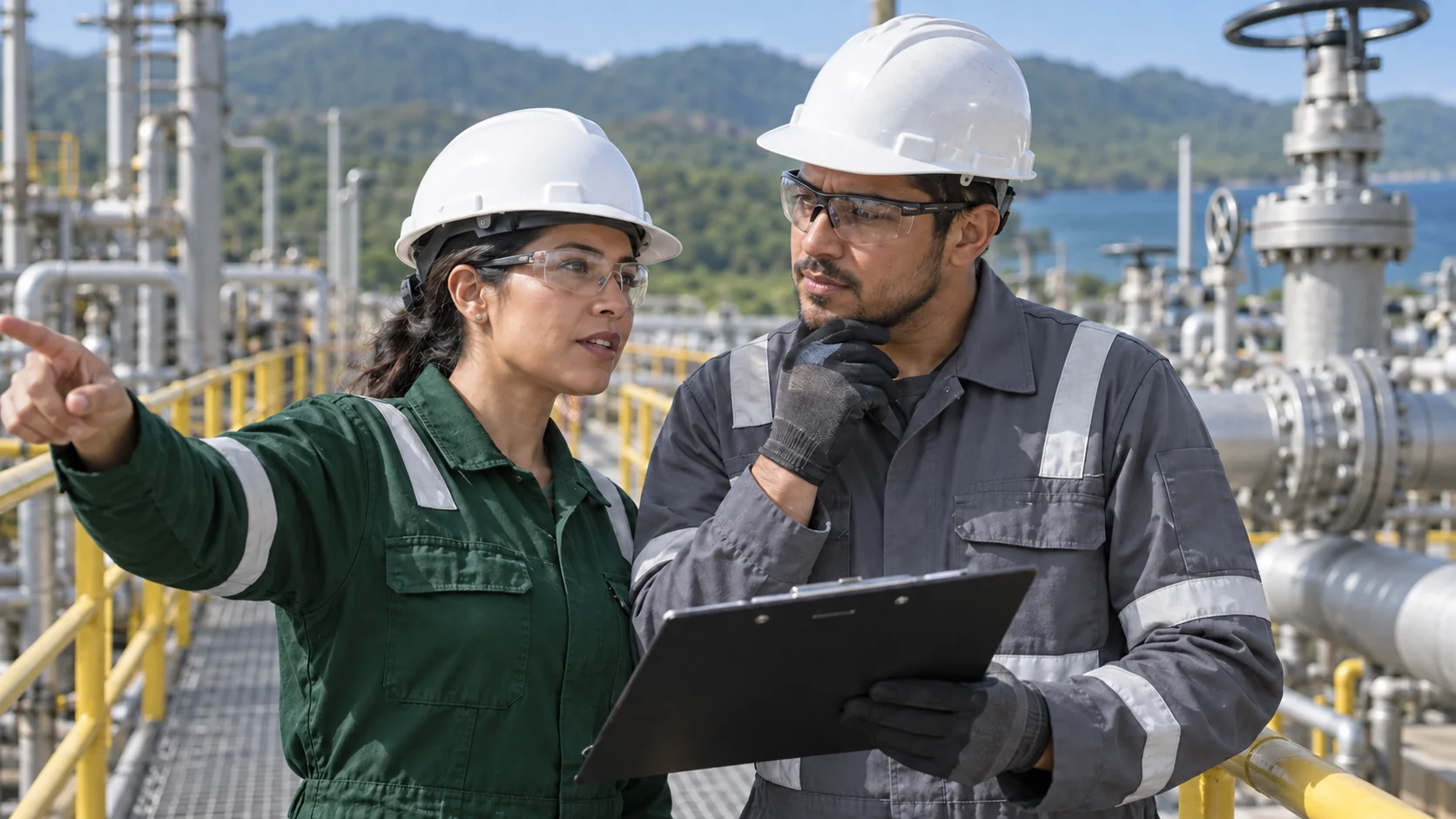 Profesionales revisando medidas de seguridad industrial (imagen ilustrativa)
